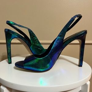 BCBGenerarion iridescent blue/green heels